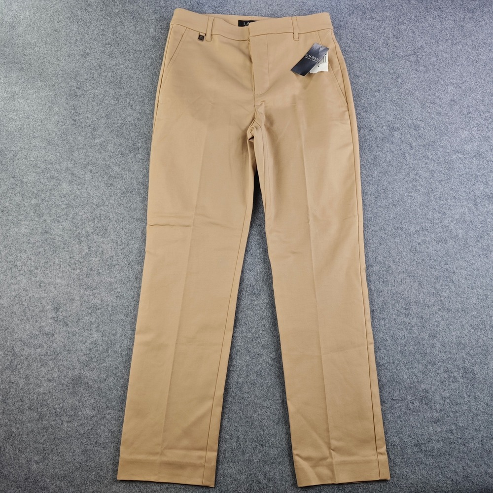 Lauren Ralph Lauren Straight Leg Chino Pants Womens 4 Tan Khaki Trousers NWT